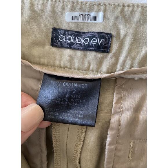 Claudia Ev Khaki Chino Straight Leg Pants Size‎ 2 Career - Picture 5 of 5